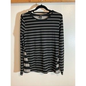89th & Madison Women’s M Black Stripe Long Sleeve T Shirt NWT Stretch